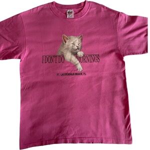 Anvil Gilden limited edition vintage 1996 Pink Cat T-Shirt - I Don't Do Mornings